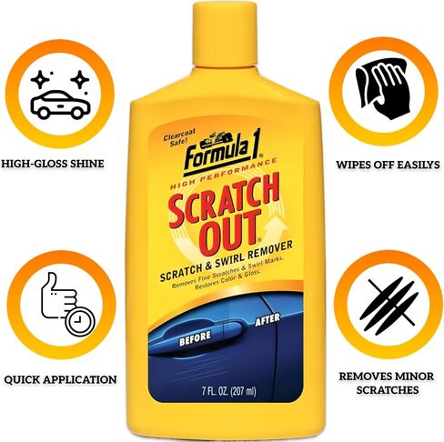 Car Wax Polish Kit- 2 Microfiber Cloths -Bundled With Formula 1 Scratch Out Car Wax Polish Liquid 7 oz,(2 Pack)-High-Gloss Shine and Scratches Repair Kit in Saudi Arabia