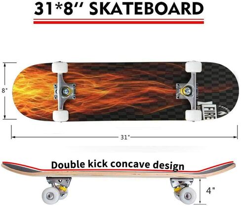 الكلاسيكية مقعرة لوح التزلج ناقلات النار لهب الإطار الحدود Longboard سطح السفينة القيقب الرياضة المتطرفة وفي الهواء الطلق خدعة ركلة مزدوجة للمبتدئين والمحترفين in Kuwait