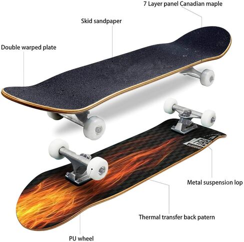 الكلاسيكية مقعرة لوح التزلج ناقلات النار لهب الإطار الحدود Longboard سطح السفينة القيقب الرياضة المتطرفة وفي الهواء الطلق خدعة ركلة مزدوجة للمبتدئين والمحترفين in Kuwait