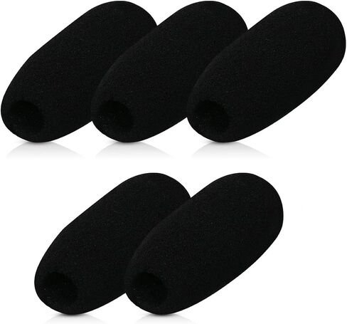 kwmobile Microphone Foam Covers (Set of 5) - 1.8x0.9x0.5 inches (4.8x2.4x1.2 cm) Windscreen Protective Pop Filter Pack for Microphones - Black in Saudi Arabia