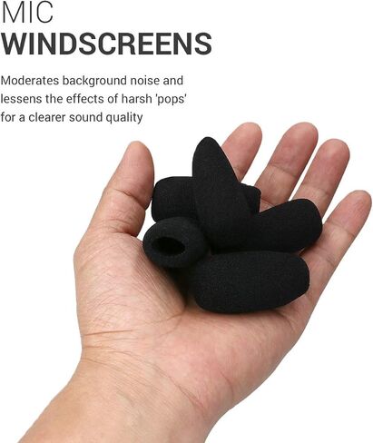 kwmobile Microphone Foam Covers (Set of 5) - 1.8x0.9x0.5 inches (4.8x2.4x1.2 cm) Windscreen Protective Pop Filter Pack for Microphones - Black in Saudi Arabia