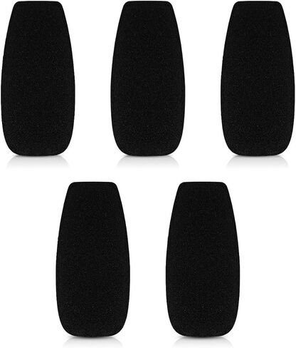 kwmobile Microphone Foam Covers (Set of 5) - 1.8x0.9x0.5 inches (4.8x2.4x1.2 cm) Windscreen Protective Pop Filter Pack for Microphones - Black in Saudi Arabia