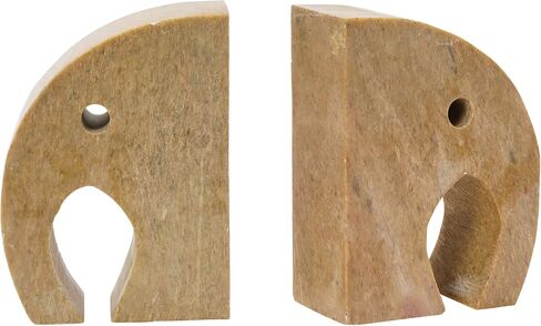 Creative Co-Op Soapstone Elephant, Brown, Set of 2 Bookends, 4" L x 2" W x 5" H in Saudi Arabia
