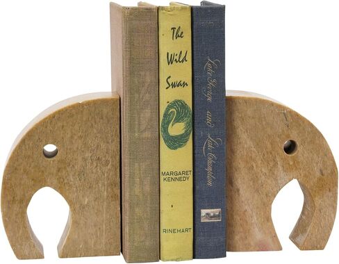 Creative Co-Op Soapstone Elephant, Brown, Set of 2 Bookends, 4" L x 2" W x 5" H in Saudi Arabia