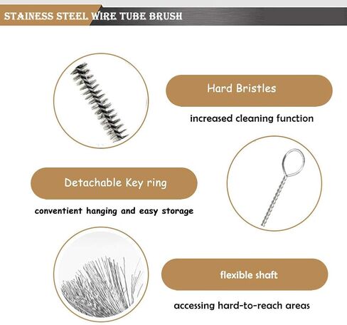 YXQ Tube Wire Brush Stainless Steel Bottle 6mmx10.2inch Long-Handle Stiff Bristle Cleaning 6Pcs in Saudi Arabia