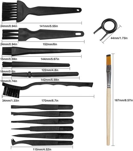 مقبض بلاستيكي فرش مضادة للكهرباء الساكنة، فرش تنظيف نايلون محمولة من سونكو وملاقط لوحة مفاتيح وفرشاة خشبية لمسح القماش مجموعة فرش تنظيف لوحة مفاتيح الكمبيوتر (مجموعة من 16) in Kuwait