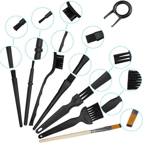 مقبض بلاستيكي فرش مضادة للكهرباء الساكنة، فرش تنظيف نايلون محمولة من سونكو وملاقط لوحة مفاتيح وفرشاة خشبية لمسح القماش مجموعة فرش تنظيف لوحة مفاتيح الكمبيوتر (مجموعة من 16) in Kuwait