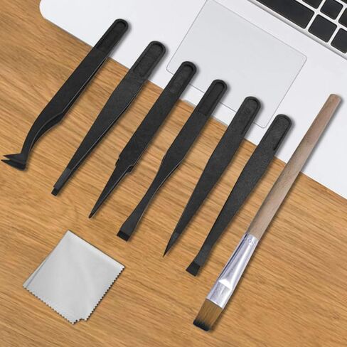 مقبض بلاستيكي فرش مضادة للكهرباء الساكنة، فرش تنظيف نايلون محمولة من سونكو وملاقط لوحة مفاتيح وفرشاة خشبية لمسح القماش مجموعة فرش تنظيف لوحة مفاتيح الكمبيوتر (مجموعة من 16) in Kuwait