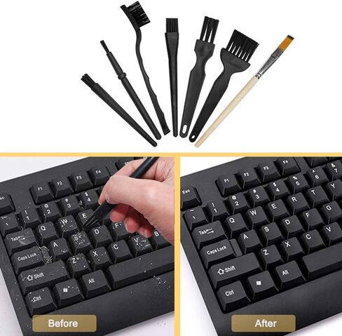 مقبض بلاستيكي فرش مضادة للكهرباء الساكنة، فرش تنظيف نايلون محمولة من سونكو وملاقط لوحة مفاتيح وفرشاة خشبية لمسح القماش مجموعة فرش تنظيف لوحة مفاتيح الكمبيوتر (مجموعة من 16) in Kuwait