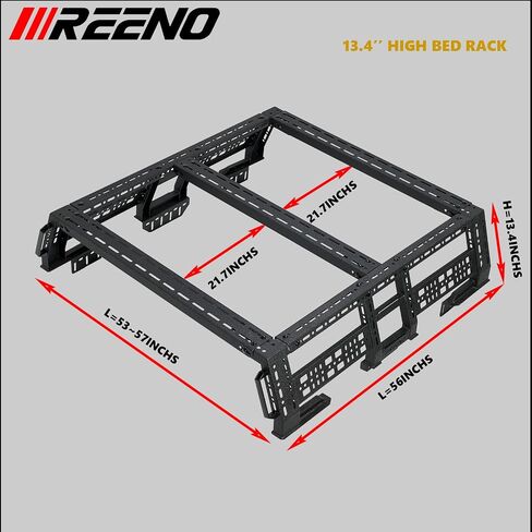 IIIREENO بيك اب متوسط ​​الحجم مناسب مع أو بدون قضبان السرير رف السرير البري القابل للتعديل / حامل البضائع الشاحنة المتوافق مع تاكوما، المصارع، الحارس، كولورادو، كانيون، الحدود (أسود | بدون حفر in Saudi Arabia