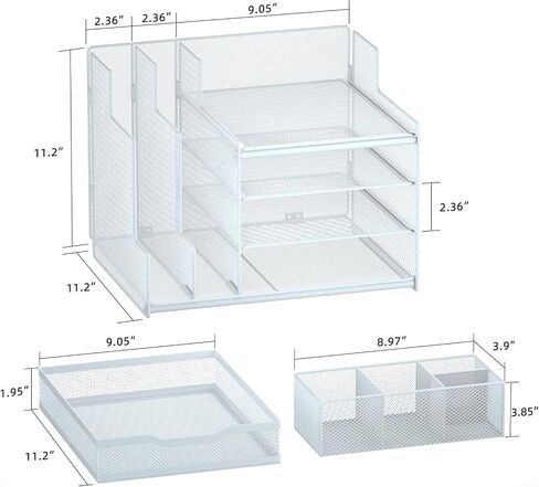 VIVSOL Desk Organizer with Mesh File Holder, 4-Tier Office Supplies Desk Organizers and Accessories with Sliding Drawers & Pen Holder, Desk File Organizer and Storage for Office, School, Home, Black in Saudi Arabia