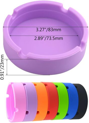 XINMEIWEN 7 عبوات من منفضة سجائر السيليكون بتصميم دائري من مطاط السيليكون الفاخر المقاوم للحرارة العالية للاستخدام الداخلي والخارجي (7 ألوان مختلفة) in Kuwait