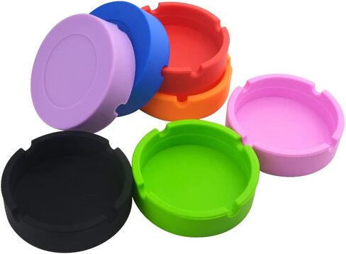 XINMEIWEN 7 عبوات من منفضة سجائر السيليكون بتصميم دائري من مطاط السيليكون الفاخر المقاوم للحرارة العالية للاستخدام الداخلي والخارجي (7 ألوان مختلفة) in Kuwait