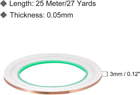 PATIKIL 3 Pcs Copper Foil Tape 0.12 Inch x 82 Feet 0.05mm Thick Double Sided Conductive Adhesive EMI Shielding for Electronics, Circuits, Grounding in Saudi Arabia