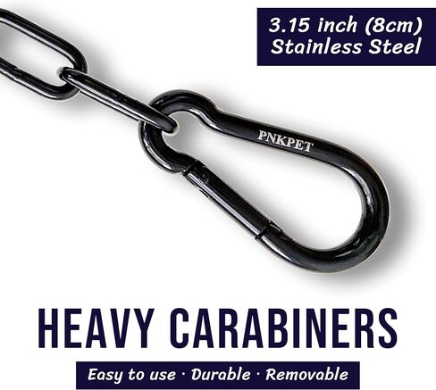 PNKPET 304 Stainless Steel Gate Chain 24" x 5/32" - Chain Link Gate Latch for Outdoor Fence & Livestock - Safety Hanging Metal Chain with 2 M7 Carabiners - Black (1 Pack) in Saudi Arabia