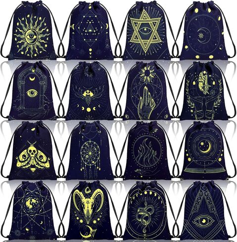Paterr 16 Pcs Tarot Card Bag Velvet Storage Bag Vintage Tarot Rune Bag Dice Bag Tarot Velvet Pouches with Drawstrings Jewelry Pouch for Tarot Enthusiasts, 7.1 x 5.9 Inch (Classic Style) in Saudi Arabia
