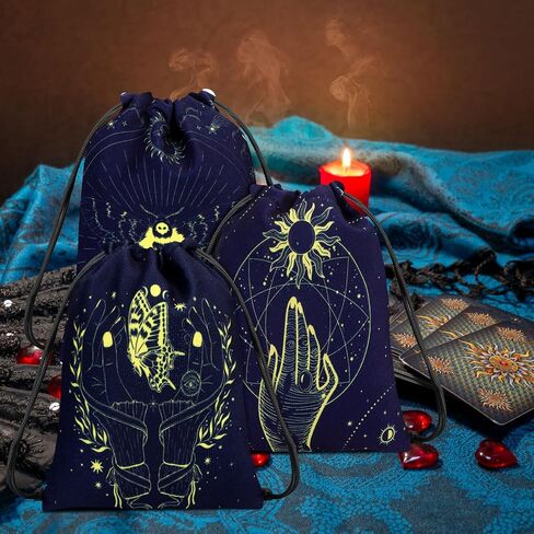 Paterr 16 Pcs Tarot Card Bag Velvet Storage Bag Vintage Tarot Rune Bag Dice Bag Tarot Velvet Pouches with Drawstrings Jewelry Pouch for Tarot Enthusiasts, 7.1 x 5.9 Inch (Classic Style) in Saudi Arabia