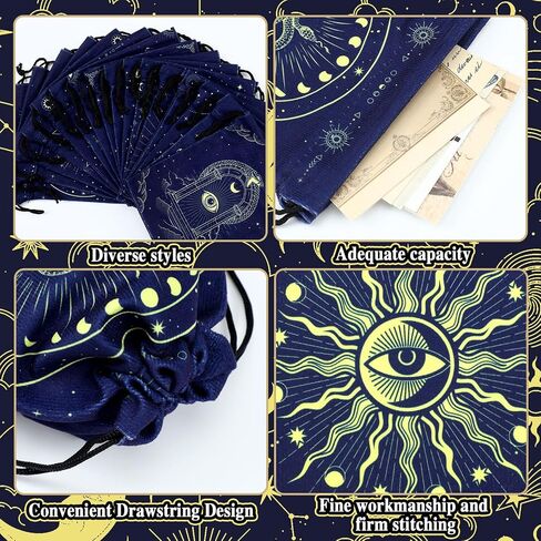 Paterr 16 Pcs Tarot Card Bag Velvet Storage Bag Vintage Tarot Rune Bag Dice Bag Tarot Velvet Pouches with Drawstrings Jewelry Pouch for Tarot Enthusiasts, 7.1 x 5.9 Inch (Classic Style) in Saudi Arabia