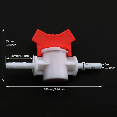 Barbed Ball Valve E-outstanding 2PCS 1/4-Inch ID in-Line Ball Valves Shut-Off Switch Hose Barb Connectors for Drip Irrigation and Aquariums White Drip Irrigation Barbed Ball Valve in Saudi Arabia