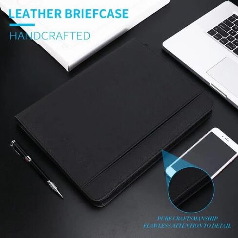 COGUCI Black Protective 13.3 Inch Tablet Sleeve with ZipperedPortfolio Folder PU Leather Padfolio for Men, Resume Portfolio Folder, Elastic Cord, Document Sleeve, Letter Size Clipboard in Saudi Arabia