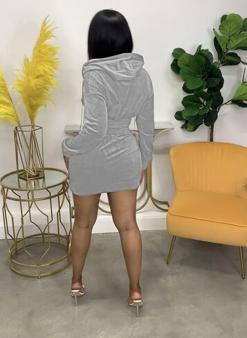 Skirt Sets Women 2 Piece Outfits Velvet Cute Hoodie Mini Skirt Top Y2K Casual Velour Tracksuit Set With Free Bra in Saudi Arabia