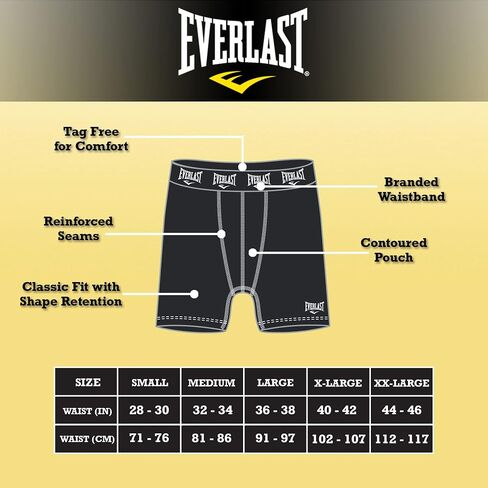 ملابس داخلية بوكسر رجالي من Everlast مصنوعة من القطن قابلة للتنفس للرجال - 6 قطع - ملابس داخلية رجالية قطنية قابلة للتمدد (متوسط، أزرق/رمادي/أحمر) in Saudi Arabia