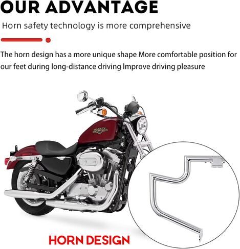 1.5" Crash Bar Engine Guard Highway Freeway Bar for Harley Sportster XL XLH 883 1100 1200 Custom Deluxe Hugger Sport (Matte Black) in Kuwait