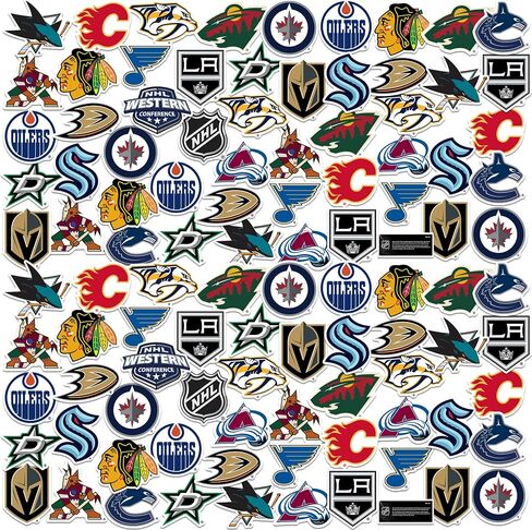 مجموعة متنوعة من ملصقات الفينيل الفاخرة الكبيرة 50 قطعة من NHL Western Conference Hockey - كمبيوتر محمول، زجاجة مياه، سجل القصاصات، الكمبيوتر اللوحي، لوح التزلج، داخلي/خارجي - مجموعة من 50 قطعة in Saudi Arabia