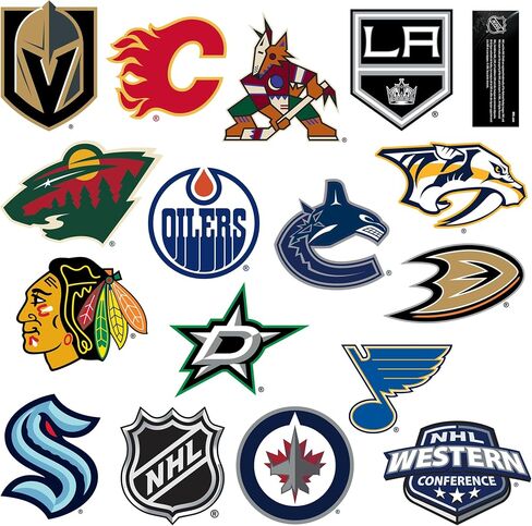 مجموعة متنوعة من ملصقات الفينيل الفاخرة الكبيرة 50 قطعة من NHL Western Conference Hockey - كمبيوتر محمول، زجاجة مياه، سجل القصاصات، الكمبيوتر اللوحي، لوح التزلج، داخلي/خارجي - مجموعة من 50 قطعة in Saudi Arabia