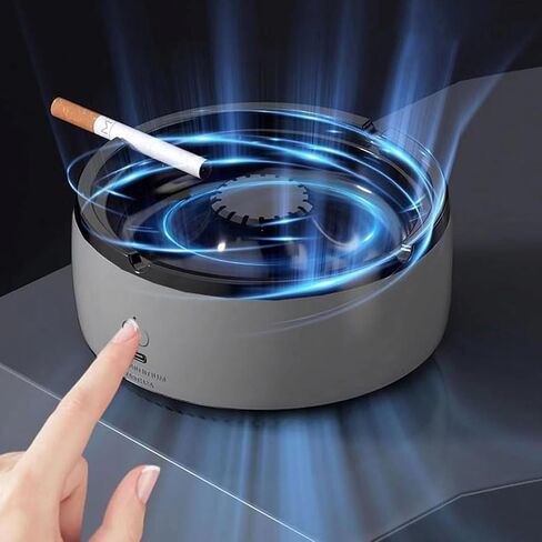 Purifier Multifunctional Smokeless Ashtray for Cigarettes Indoor,2 In 1 Air Purifier Intelligent Desktop USB Rechargeable Electric Ashtray Fresher For Home,Car,Office (Grey) in Saudi Arabia