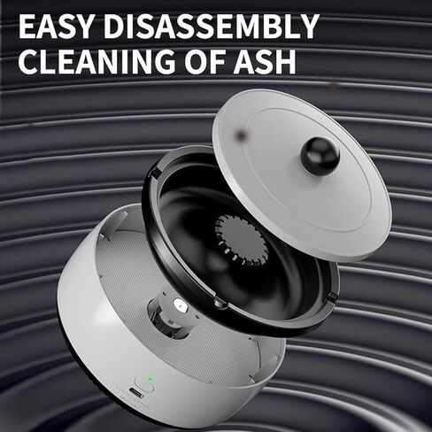 منفضة سجائر متعددة الوظائف بدون دخان للسجائر في الأماكن المغلقة، 2 في 1 منقي هواء ذكي لسطح المكتب USB قابل لإعادة الشحن منفضة سجائر كهربائية للمنزل والسيارة والمكتب (رمادي) in Kuwait