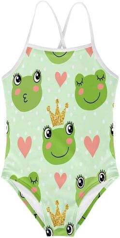 KiuLoam Cute Frogs and Crowns Girls One-Piece Swimsuit Quick Dry Beach Swim Bathing Suit for 3-8 Years Little Girls in Saudi Arabia