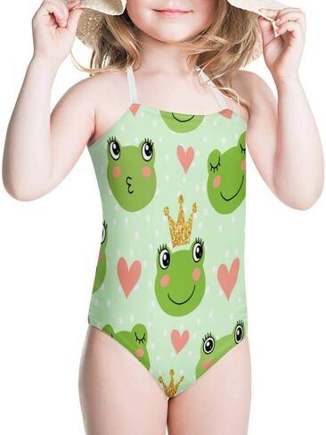 KiuLoam Cute Frogs and Crowns Girls One-Piece Swimsuit Quick Dry Beach Swim Bathing Suit for 3-8 Years Little Girls in Saudi Arabia