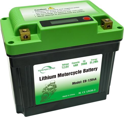 Enershare Lithium Motorcycle Battery,110cca Lightweight 12.8V 4AH Powersport Battery with Screen, for Motorcycle,ATV,UTV,PWC,Scooter,Jet Ski,Quad, 4 Wheeler,Lawn Mower,Tractor,Scooter in Kuwait