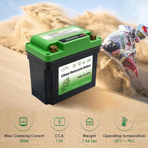 Enershare Lithium Motorcycle Battery,110cca Lightweight 12.8V 4AH Powersport Battery with Screen, for Motorcycle,ATV,UTV,PWC,Scooter,Jet Ski,Quad, 4 Wheeler,Lawn Mower,Tractor,Scooter in Kuwait