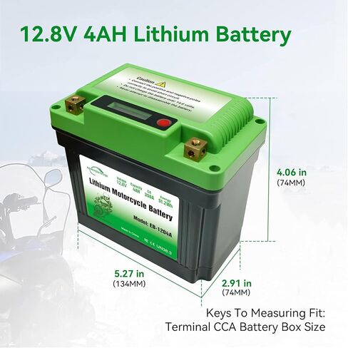 Enershare Lithium Motorcycle Battery,110cca Lightweight 12.8V 4AH Powersport Battery with Screen, for Motorcycle,ATV,UTV,PWC,Scooter,Jet Ski,Quad, 4 Wheeler,Lawn Mower,Tractor,Scooter in Kuwait