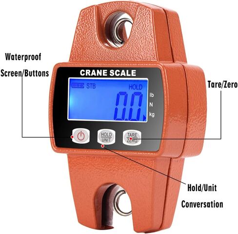 مقياس الرافعة الرقمي 300 كجم/660 رطل، ميزان صيد إلكتروني صغير محمول باليد، الصيد، وزن أمتعة السفر، وزن المزرعة، هدية الأب، مقياس الرافعة الصناعية (برتقالي ساطع) in Kuwait