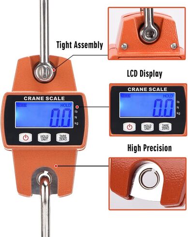 مقياس الرافعة الرقمي 300 كجم/660 رطل، ميزان صيد إلكتروني صغير محمول باليد، الصيد، وزن أمتعة السفر، وزن المزرعة، هدية الأب، مقياس الرافعة الصناعية (برتقالي ساطع) in Kuwait
