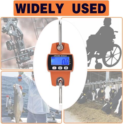مقياس الرافعة الرقمي 300 كجم/660 رطل، ميزان صيد إلكتروني صغير محمول باليد، الصيد، وزن أمتعة السفر، وزن المزرعة، هدية الأب، مقياس الرافعة الصناعية (برتقالي ساطع) in Kuwait
