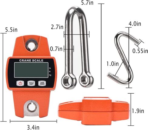 مقياس الرافعة الرقمي 300 كجم/660 رطل، ميزان صيد إلكتروني صغير محمول باليد، الصيد، وزن أمتعة السفر، وزن المزرعة، هدية الأب، مقياس الرافعة الصناعية (برتقالي ساطع) in Kuwait
