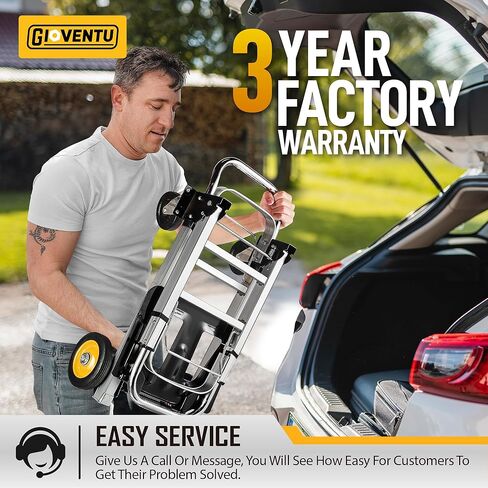 شاحنة يدوية قابلة للتحويل مطورة، 3 في 1 شاحنة يدوية قابلة للطي بسعة 440 رطل، عربة دوللي من الألومنيوم مع عجلات فرامل مطاطية، شريط مضاد للانزلاق و2 حبال بنجي لمستودع نقل الأمتعة in Kuwait