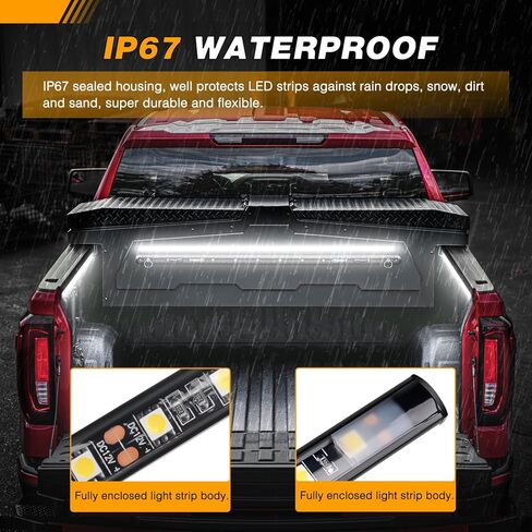 GOOACC RGB Truck Bed Light Strip 3PCS 60" 270 LEDs Neon Accent Lights with RF Remote On/Off Switch Splitter Extension Cable for 12-Volt Truck Cargo Pickup SUV RV Boat Lights, 2 Years Warranty in Kuwait