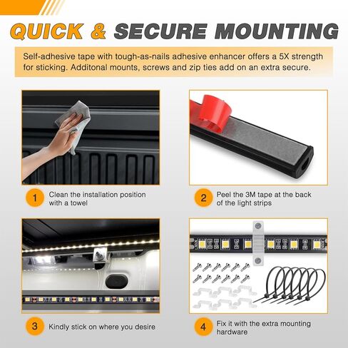 GOOACC RGB Truck Bed Light Strip 3PCS 60" 270 LEDs Neon Accent Lights with RF Remote On/Off Switch Splitter Extension Cable for 12-Volt Truck Cargo Pickup SUV RV Boat Lights, 2 Years Warranty in Kuwait