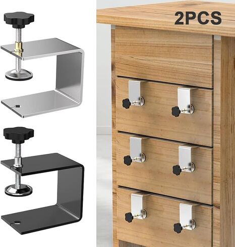 قطعتان من المشبك C، مشابك تثبيت أمامية لدرج الخزانة، أدوات تركيب الخزانة شديدة التحمل، أداة خزانة الرقصة العالمية، مشابك النجارة للدرج الأمامي لسهولة وسريعة (أسود) in Kuwait