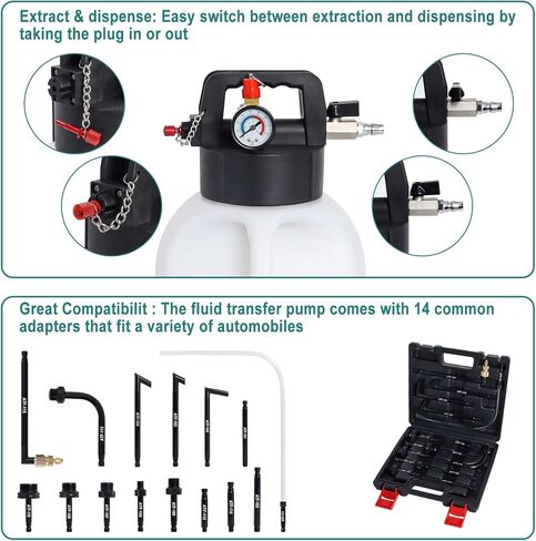 Piwerod 8L Transmission Fluid Pump with 15pieces AFT Filler Adapters, Large Capacity Oil and Liquid Extractor, Automatic Transmission Fluid Pump Tool Set in Kuwait