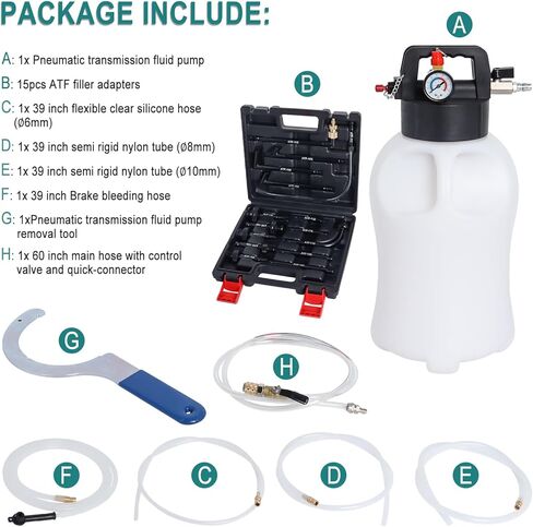 Piwerod 8L Transmission Fluid Pump with 15pieces AFT Filler Adapters, Large Capacity Oil and Liquid Extractor, Automatic Transmission Fluid Pump Tool Set in Kuwait