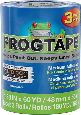 FrogTape Pro Painter's Tape with PAINTBLOCK, Medium Adhesion, 1.41" Wide x 60 Yards Long, Blue, 6 Rolls (242750) in Saudi Arabia