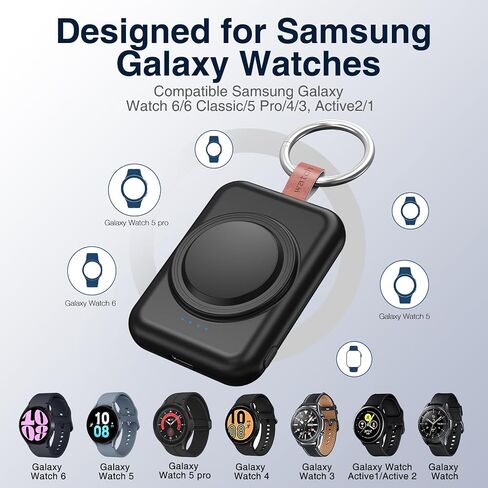 Watch Charger for Samsung,1800mAh Portable Charger for Galaxy Watch 6/6 Classic/5/5 Pro/4/4 Classic/3/Active 2, for Samsung Gear S3/Sport Watch Charger with Keychain in Saudi Arabia