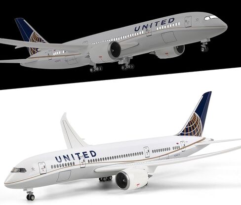 طائرة نموذجية كبيرة 1:130 الخطوط الجوية الأمريكية المتحدة بوينغ 787 نموذج طائرة نفاثة للبالغين مع ضوء LED للهدايا والديكور in Kuwait