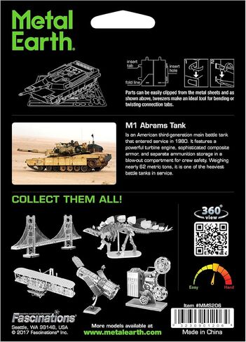 Metal Earth M1 Abrams Tank 3D Metal Model Kit Bundle with Tweezers Fascinations in Saudi Arabia
